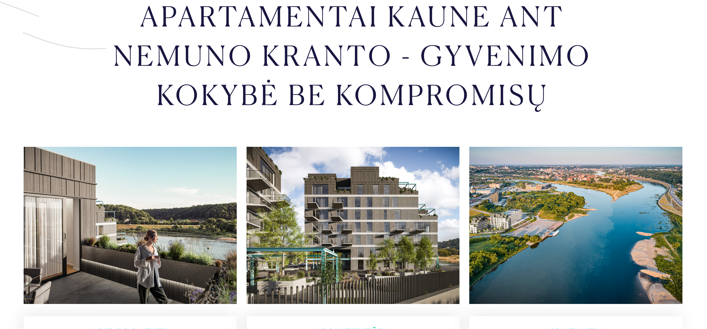 GPYR Upes Apartamentai Kaune website design for homepage slogan