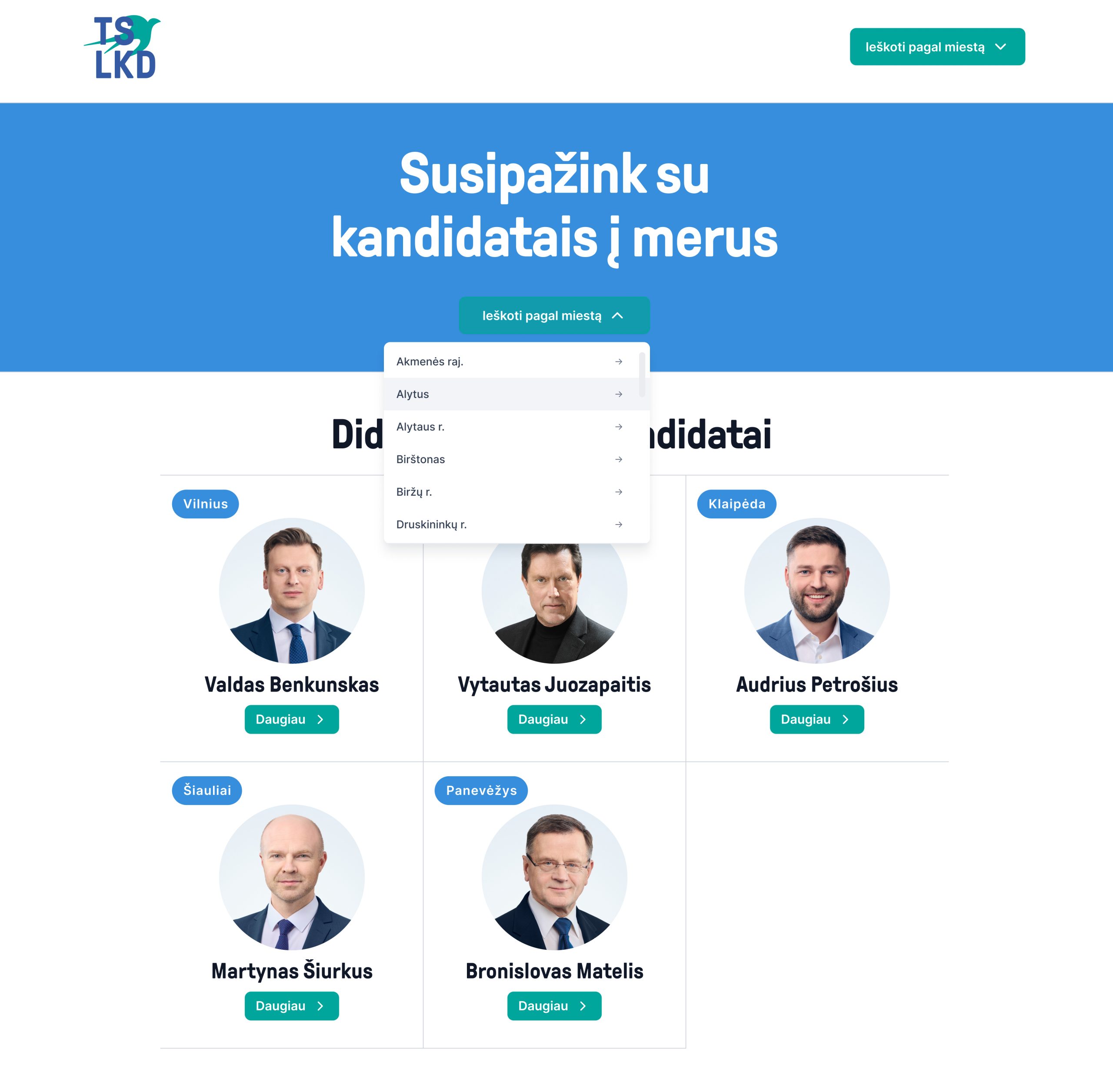GPYR / Developing a website for mayoral candidates of the TS-LKD party in 57 Lithuanian municipalities