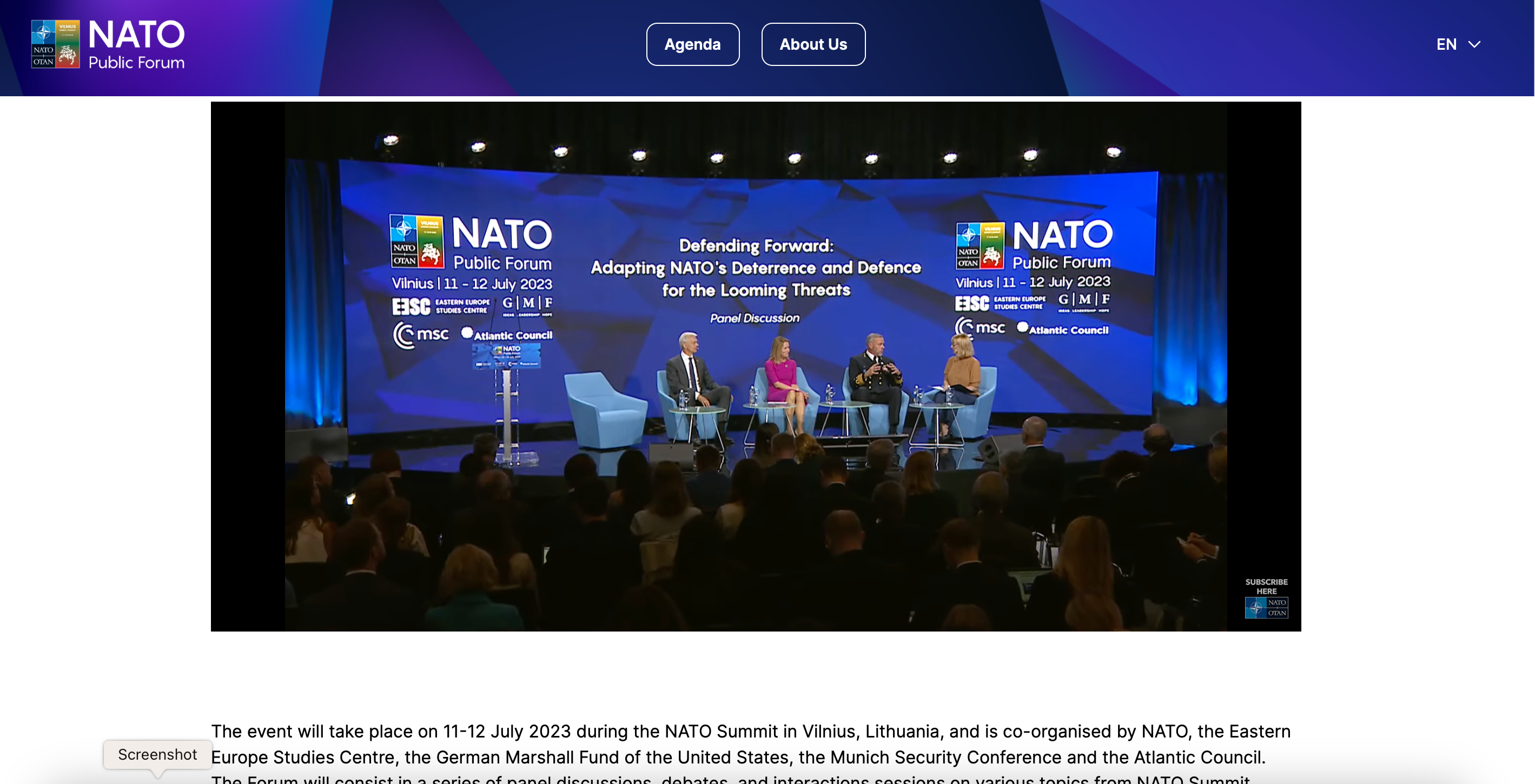 GPYR NATO Public Forum website broadcasting